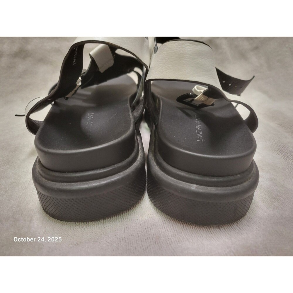 Lane Bryant Ascena Womens 9.5W White Black Platform Comfort Open Toe Sandals - Picture 3 of 6